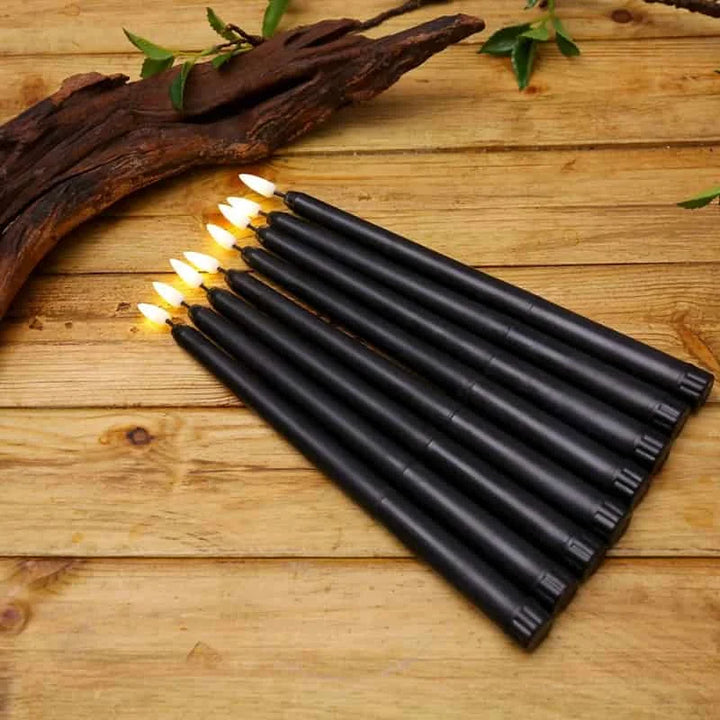 LED Long Taper Candles Set - Black