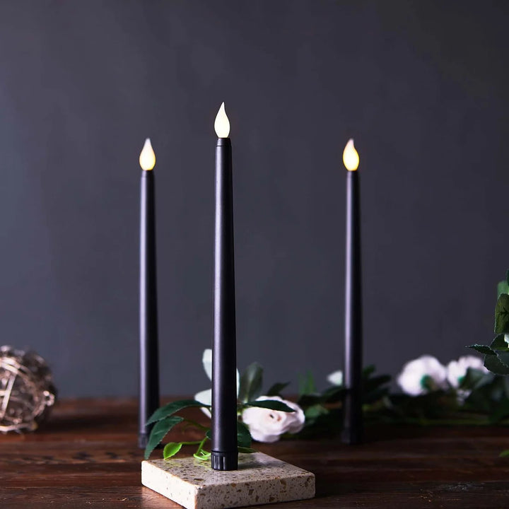 LED Long Taper Candles Set - Black