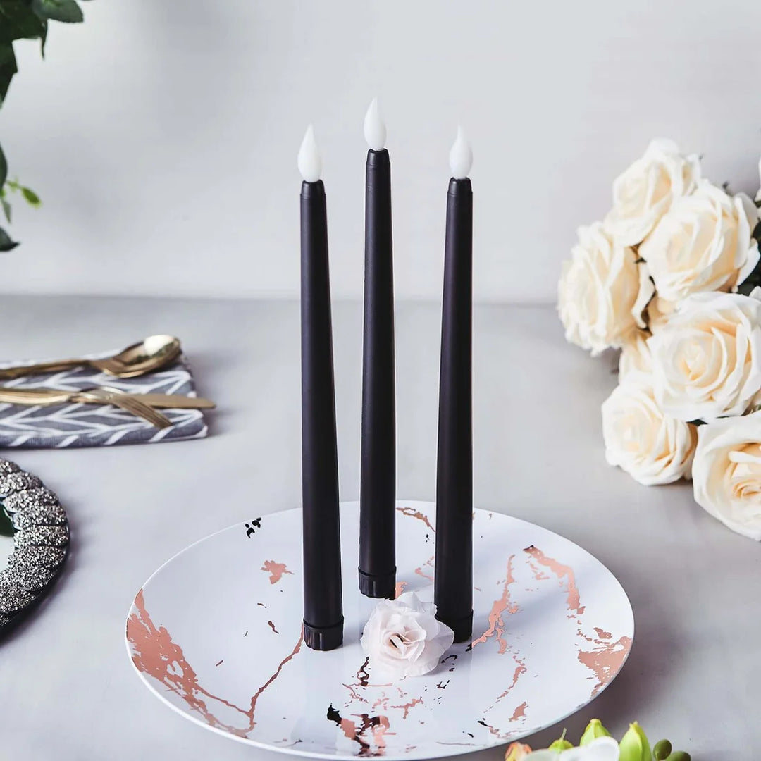 LED Long Taper Candles Set - Black