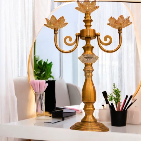 Metallic Brass Lotus Dining Stand
