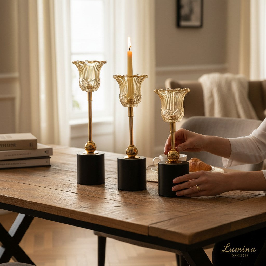 Royal Bloom Candle Holders Set