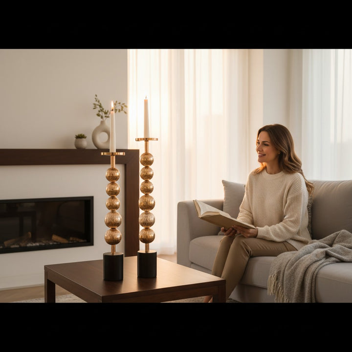 Long Metallic Candle Stands