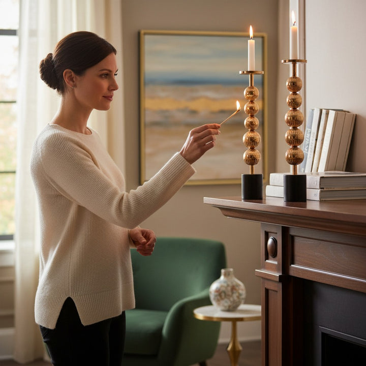 Long Metallic Candle Stands