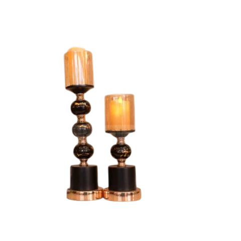 Black Ball Marble Candle Stand