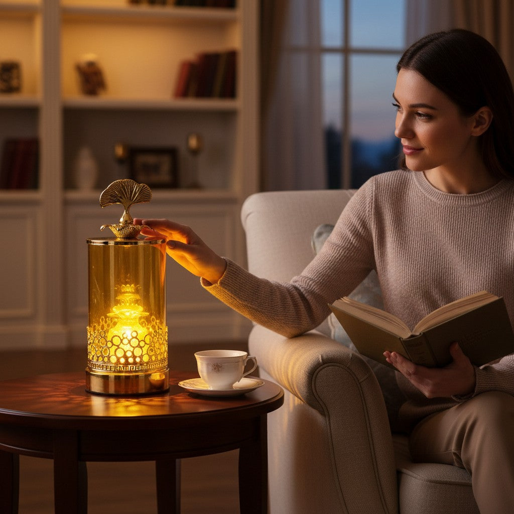 Brass Gold Glass Metallic Candle Stand