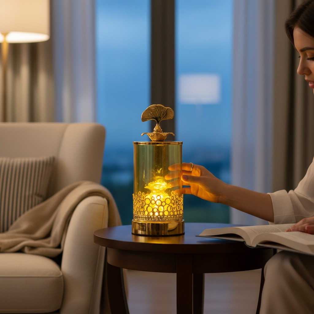 Brass Gold Glass Metallic Candle Stand