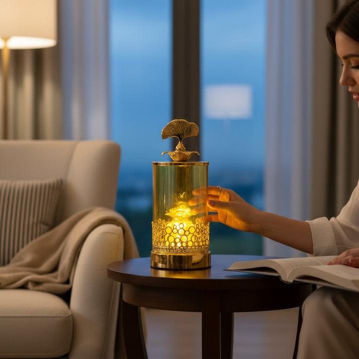 Brass Gold Glass Metallic Candle Stand