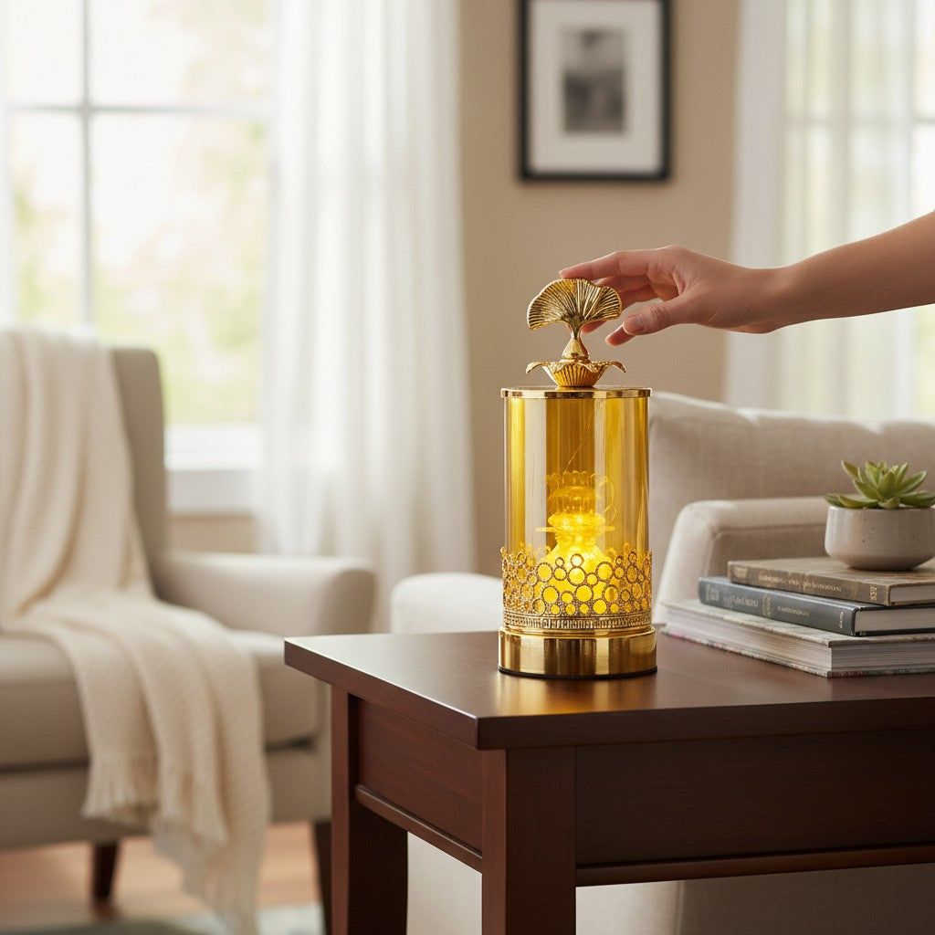 Brass Gold Glass Metallic Candle Stand