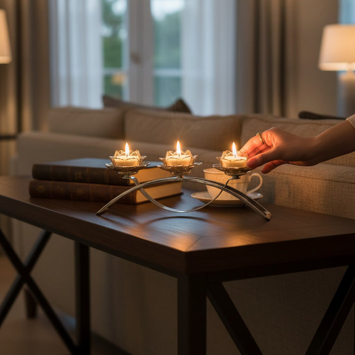 Sliver Lotus Candle Holder