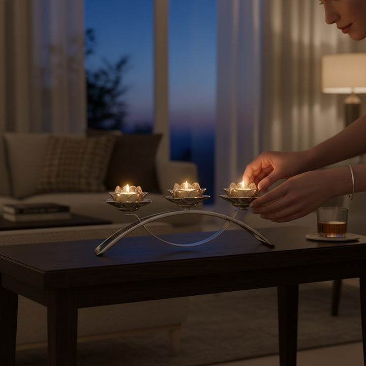 Sliver Lotus Candle Holder