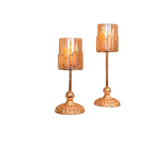 Golden Glass Metal Candle Stand