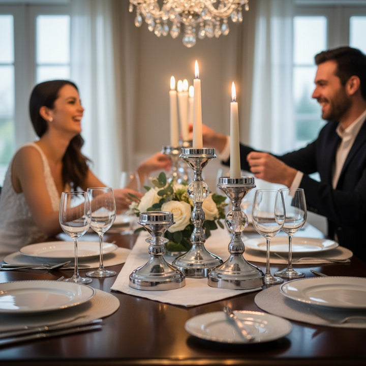 Classic Silver Candle Holder Set