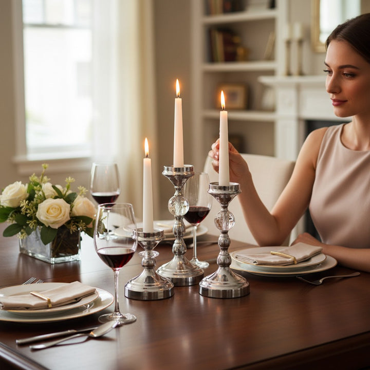 Classic Silver Candle Holder Set