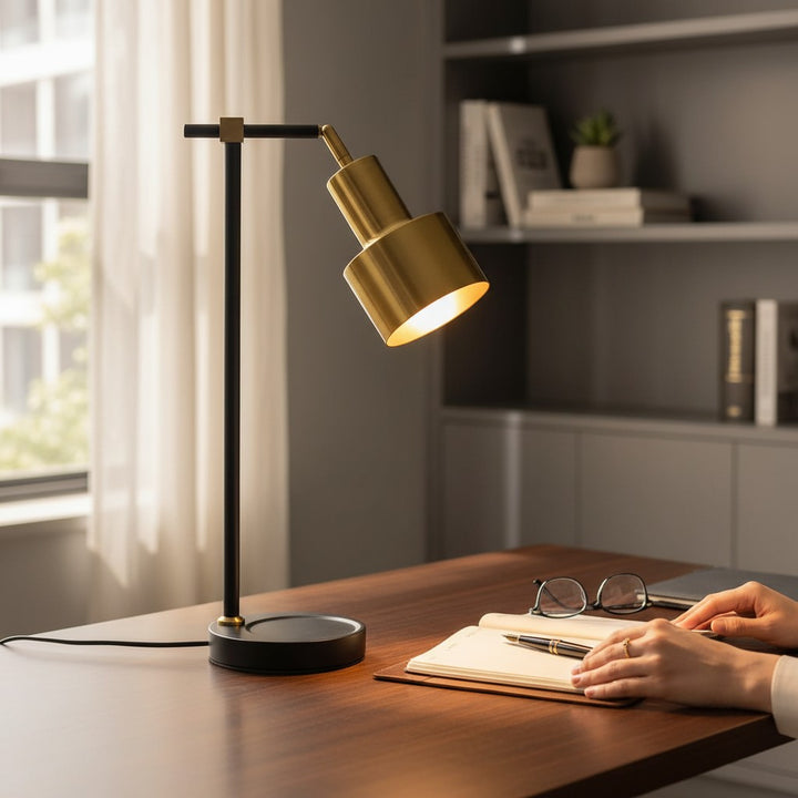 Modern Metallic Gold Desk Lamp