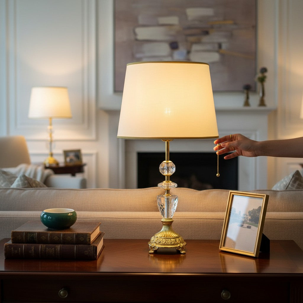 Thore Artisan Brass Crystal Table Lamp