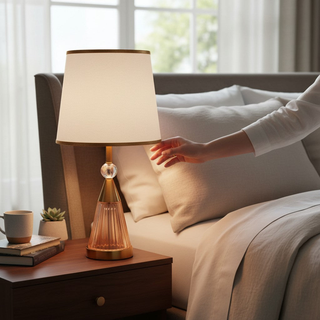 Belmont Solid Glass Brass Table Lamp