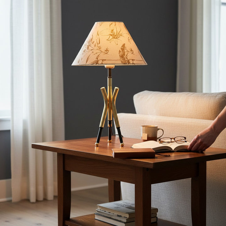 Elegant Gold Tripod Side Table Lamp