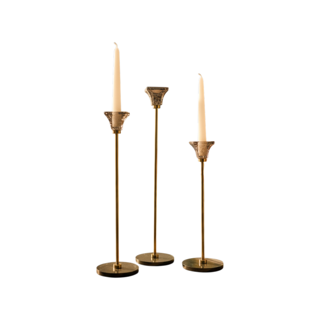 Luxe Lotus Crystal Candle Holder Set