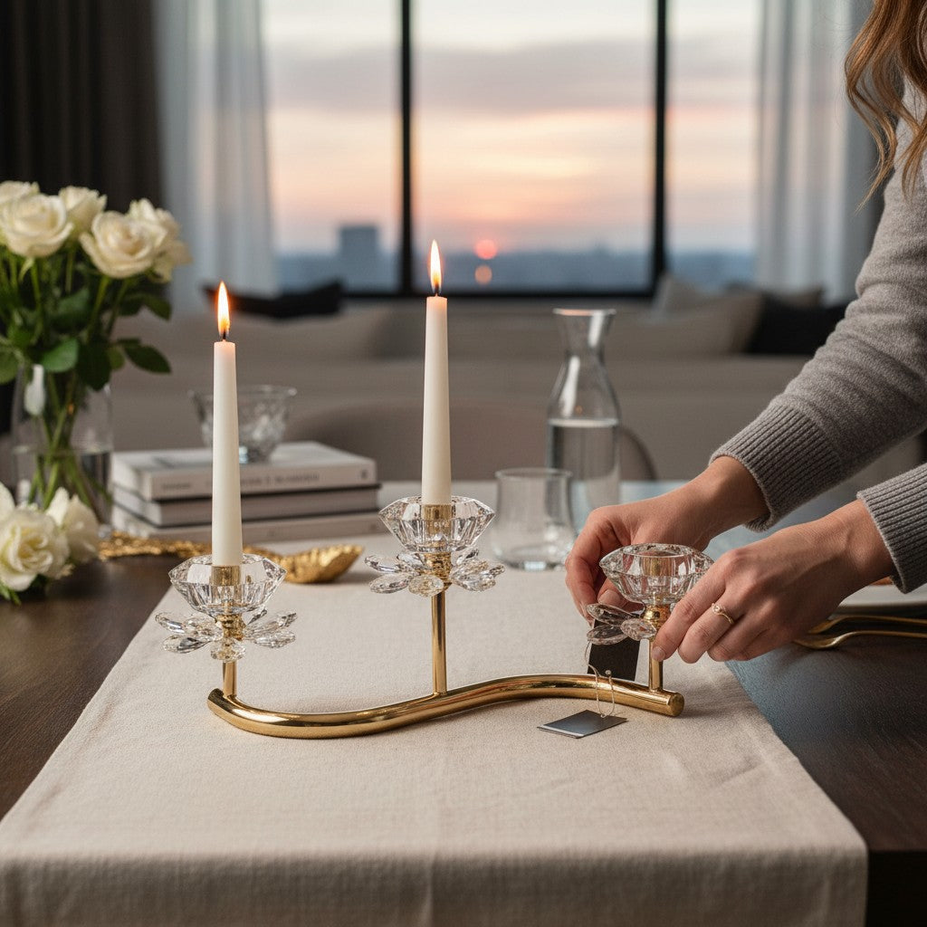 Elegant Floral Triple Candle Stand
