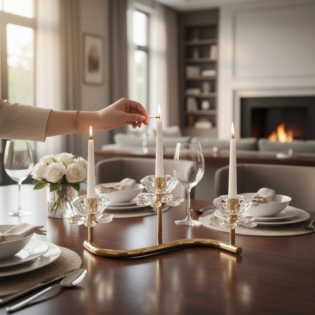 Elegant Floral Triple Candle Stand