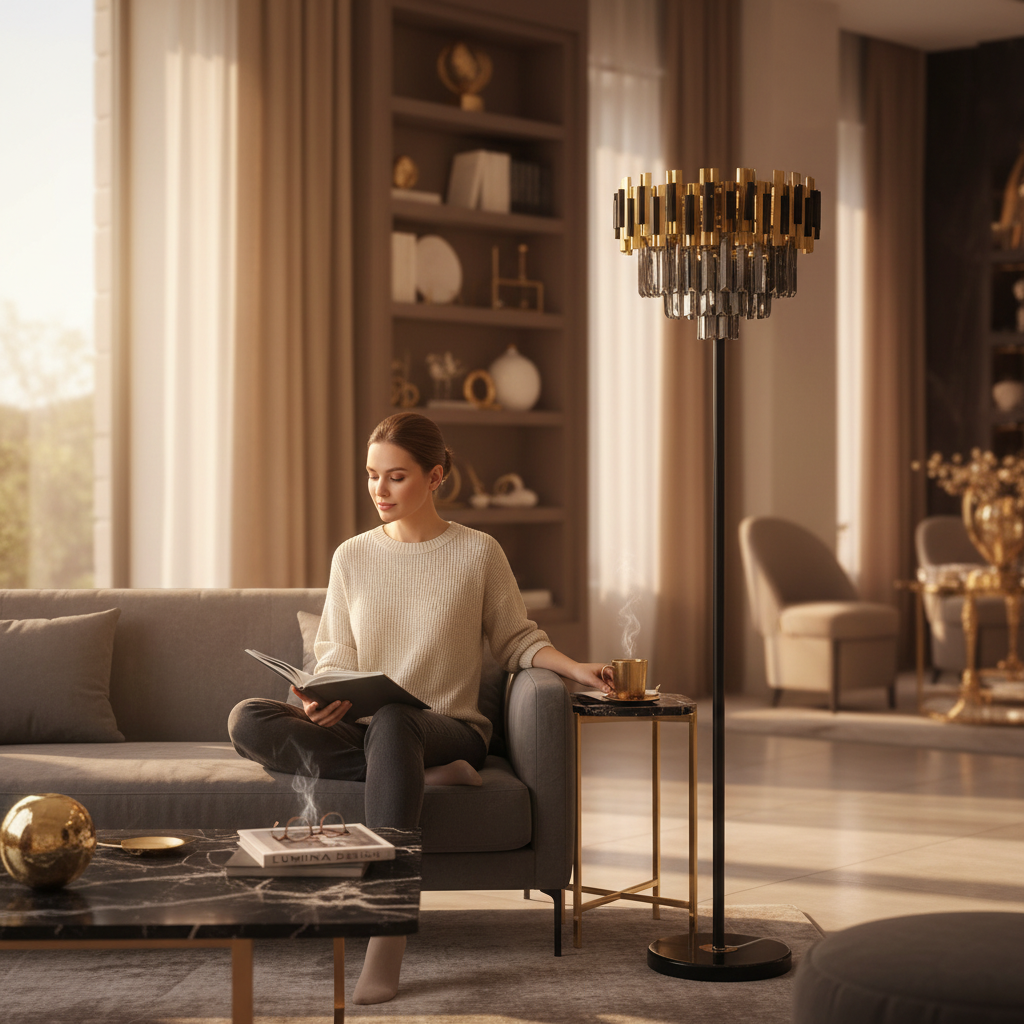 Imperial Modern Crystal Bloom Luxury Floor Lamp