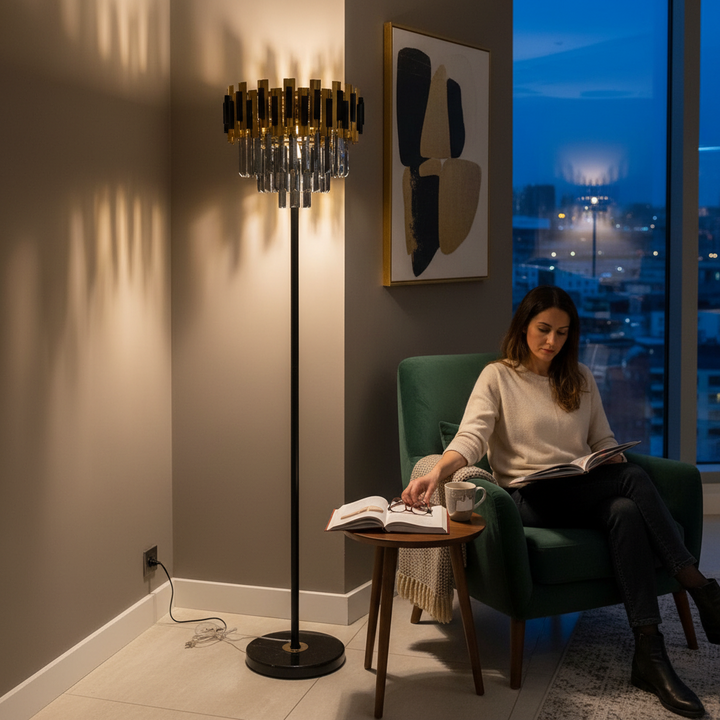 Imperial Modern Crystal Bloom Luxury Floor Lamp