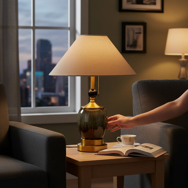 Vintage Amber Glow Ceramic Table Lamp