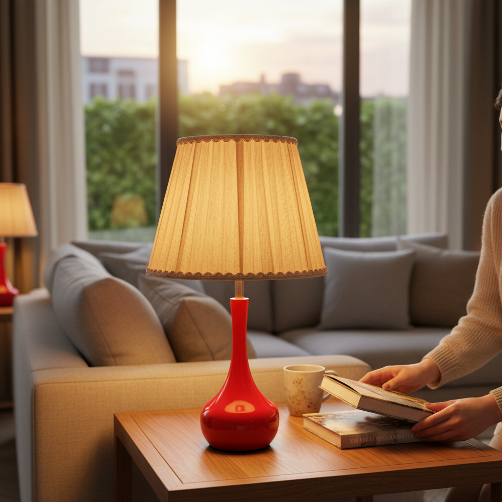 Rosé Glow Pleated Table Lamp