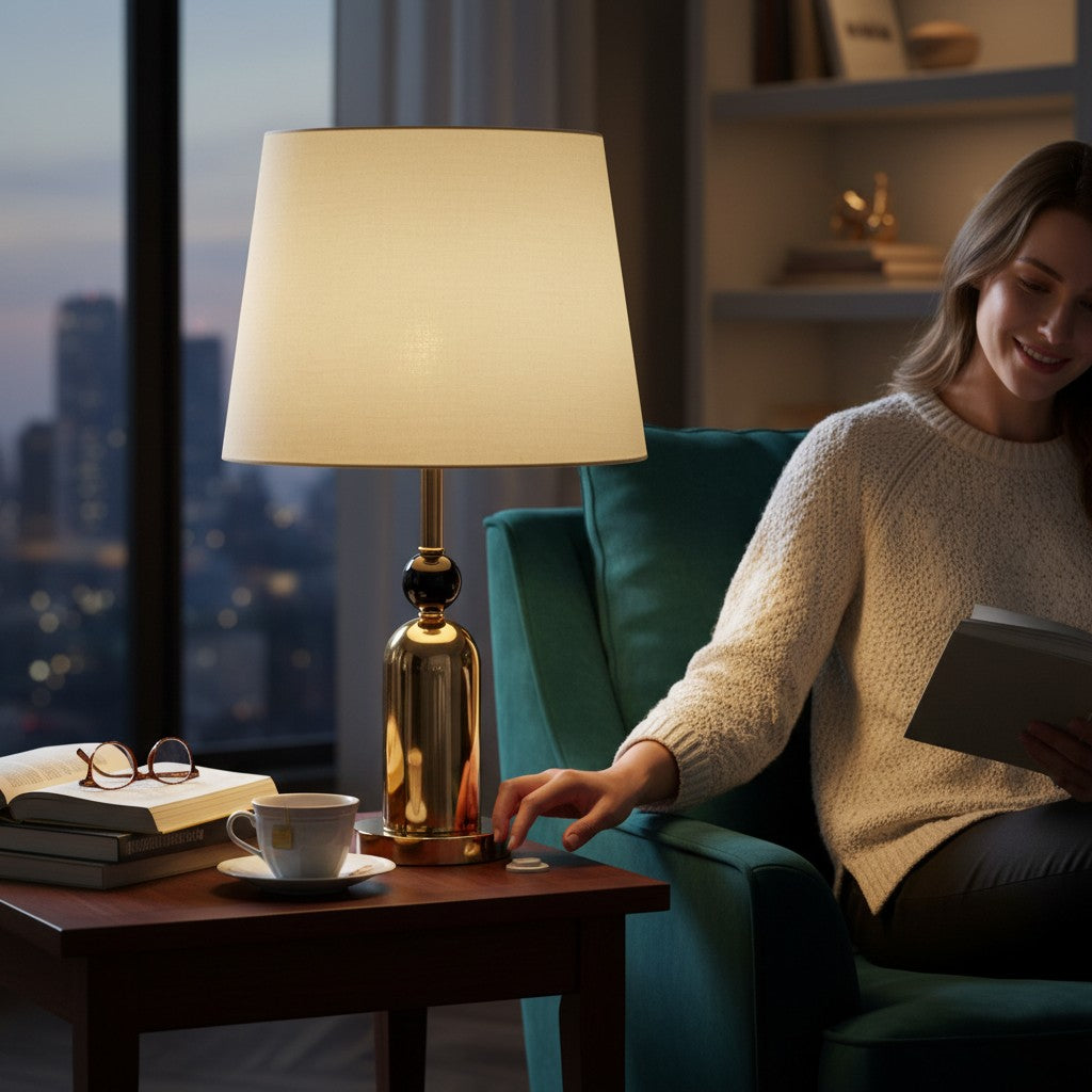 Hawthorne Slim Brass Side Table Lamp