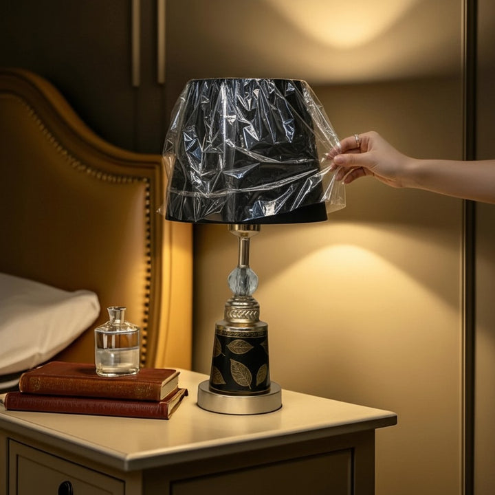 Elegant Floral-Print Ceramic Table Lamp