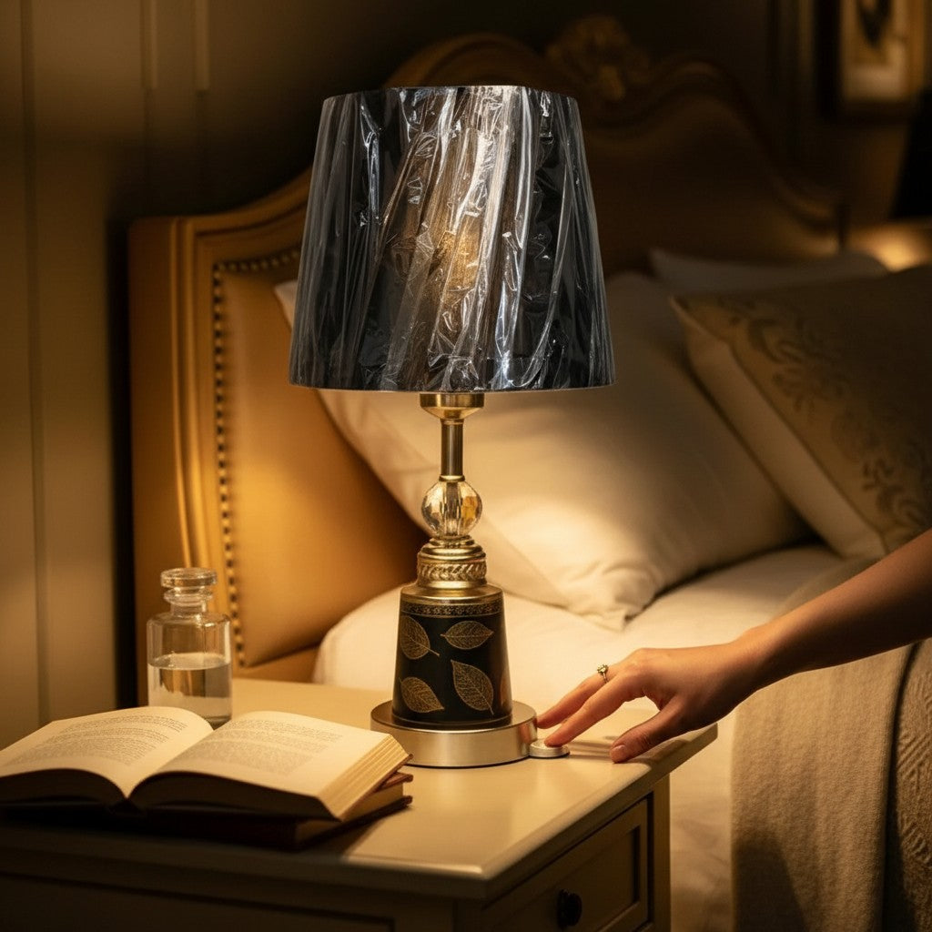 Elegant Floral-Print Ceramic Table Lamp