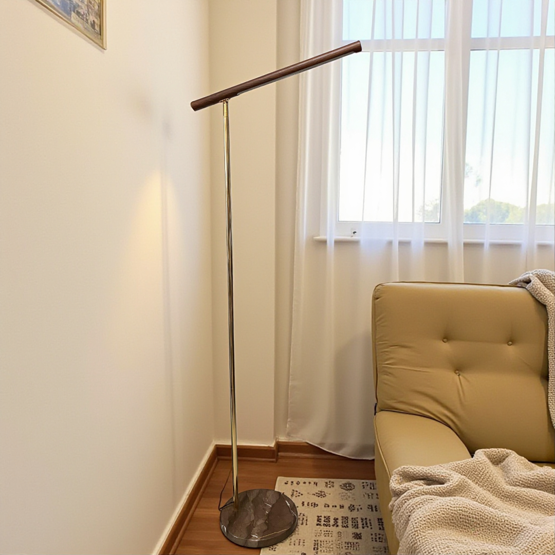 Modern LED Floor Lamp with Wooden Texture Finish