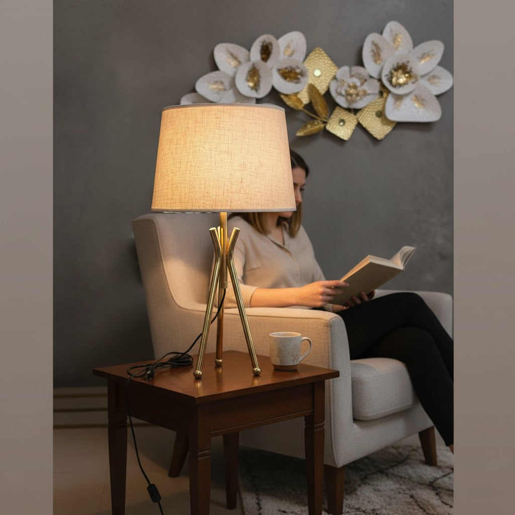 Modern Gold Tripod Table Lamp