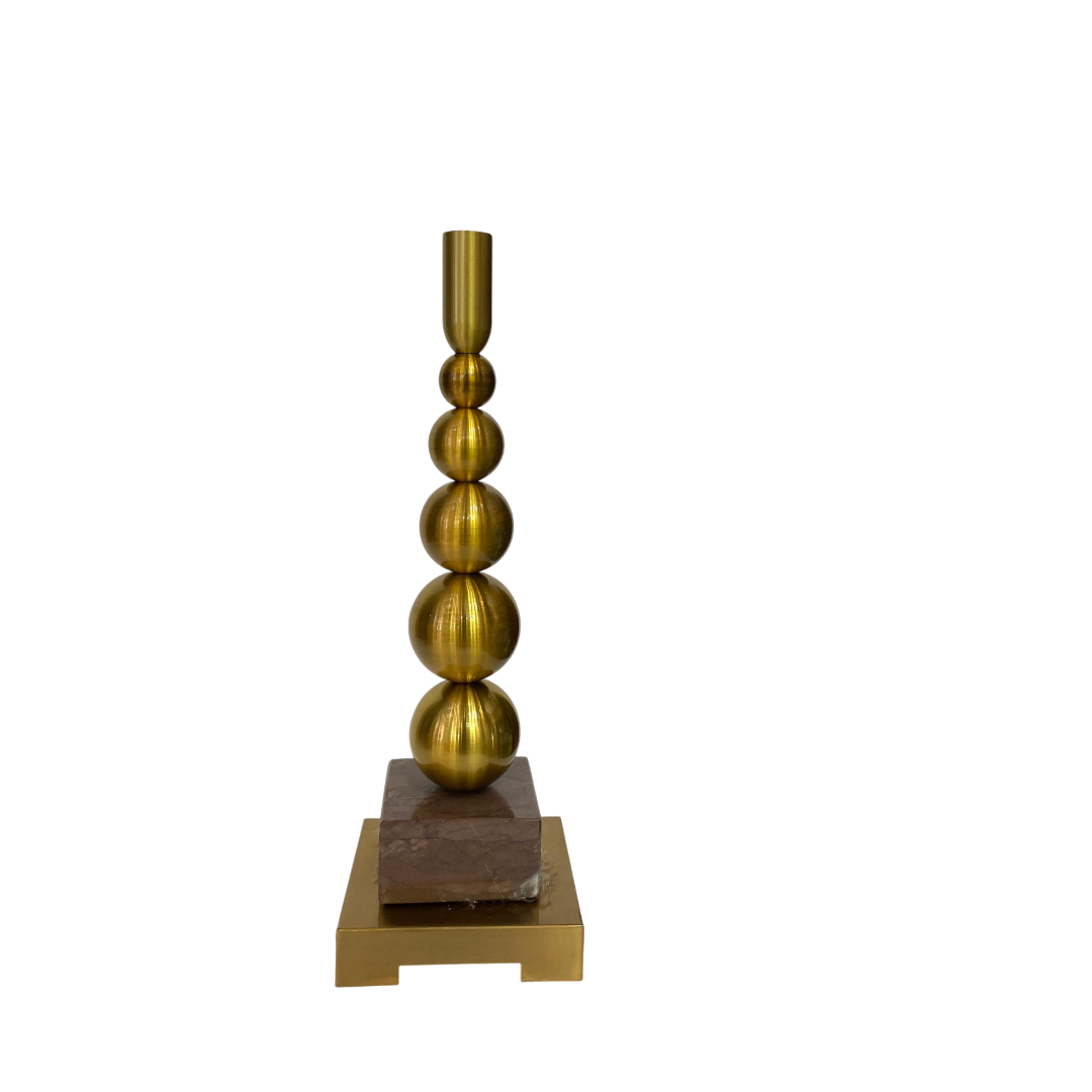 Vintage Brass Candle Holder with Marble Base