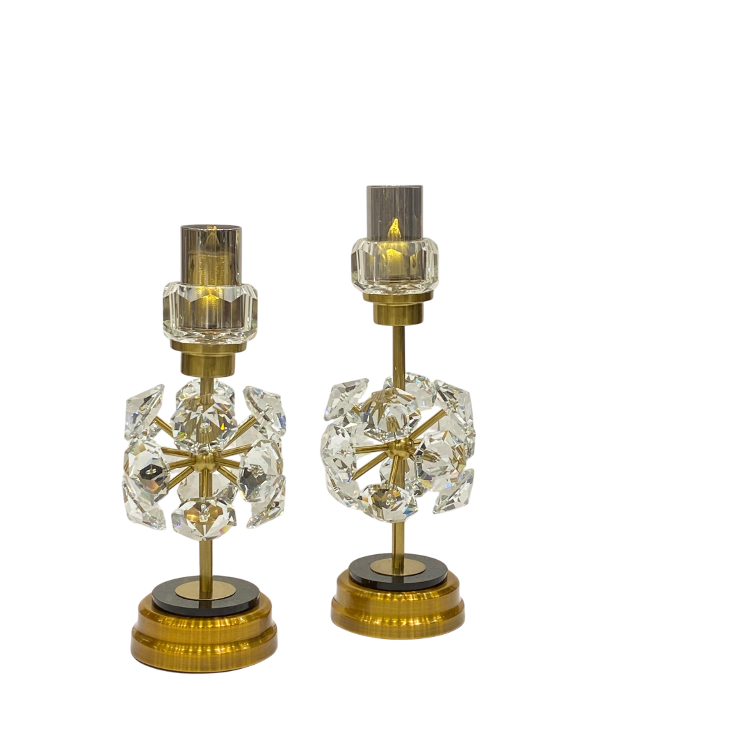 Imperial Crystal Brass Candle Holders
