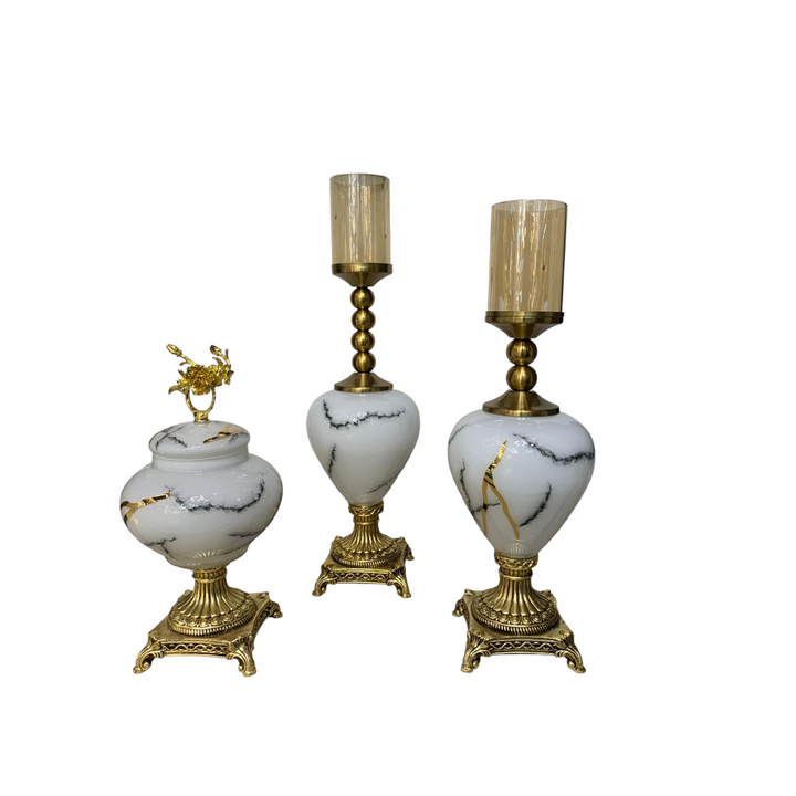 Luxury Marble-Textured Candle Holders