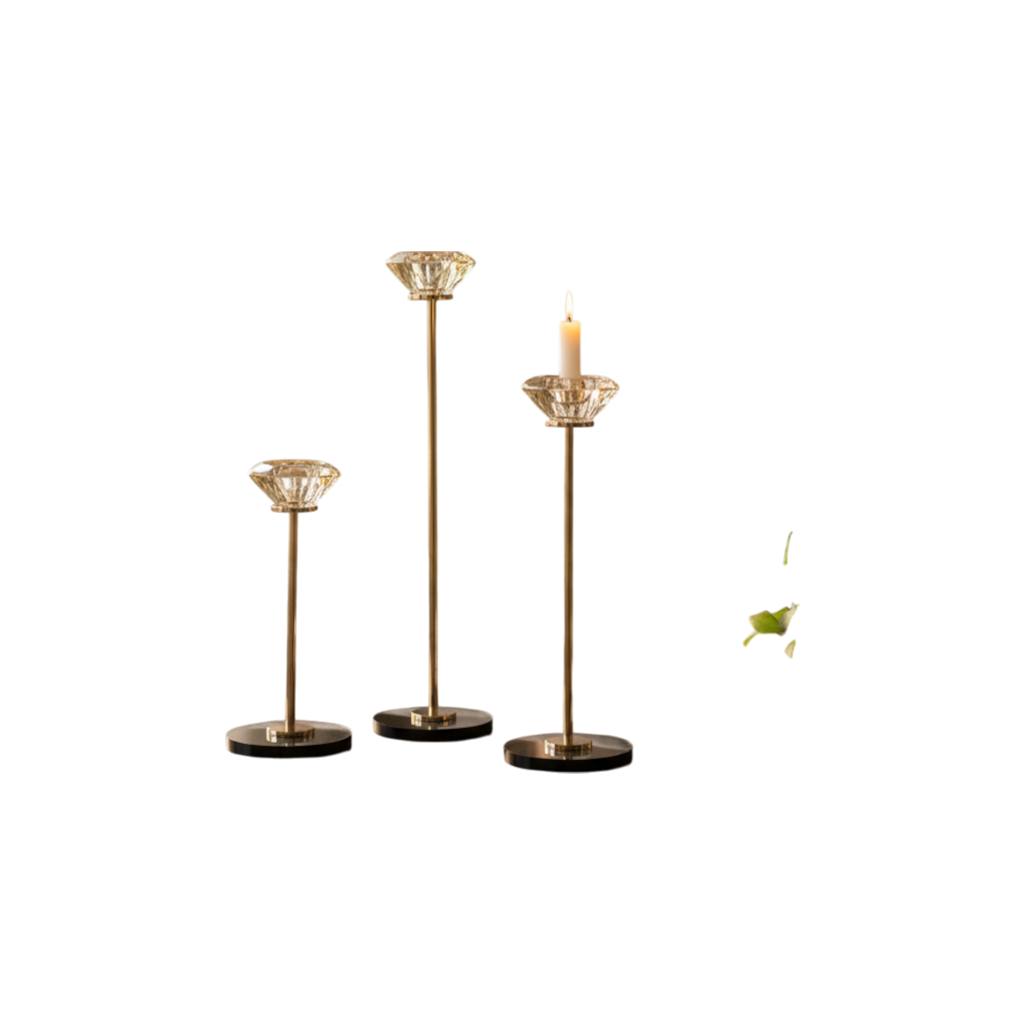Crystal Lotus Glow Candle Stand Set