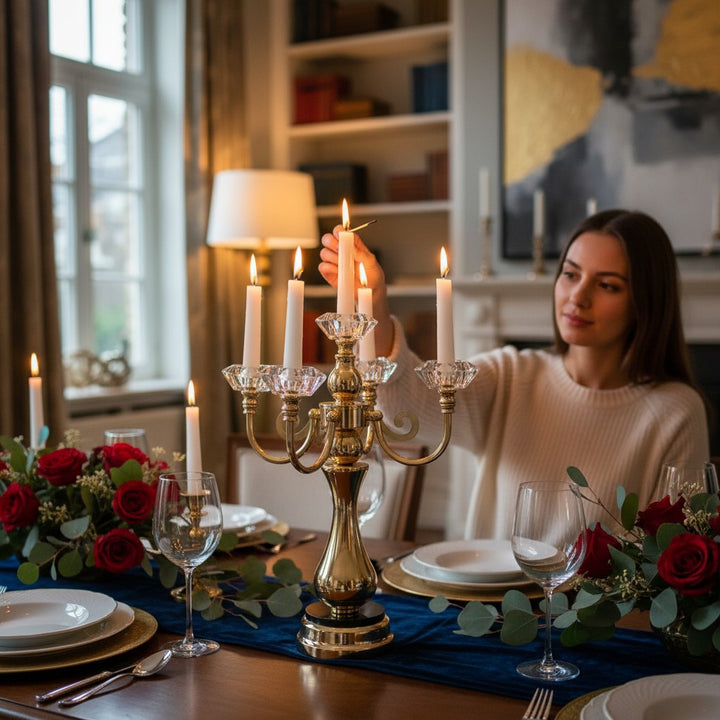 Vintage Metallic Dining Candle Holder (5in1)