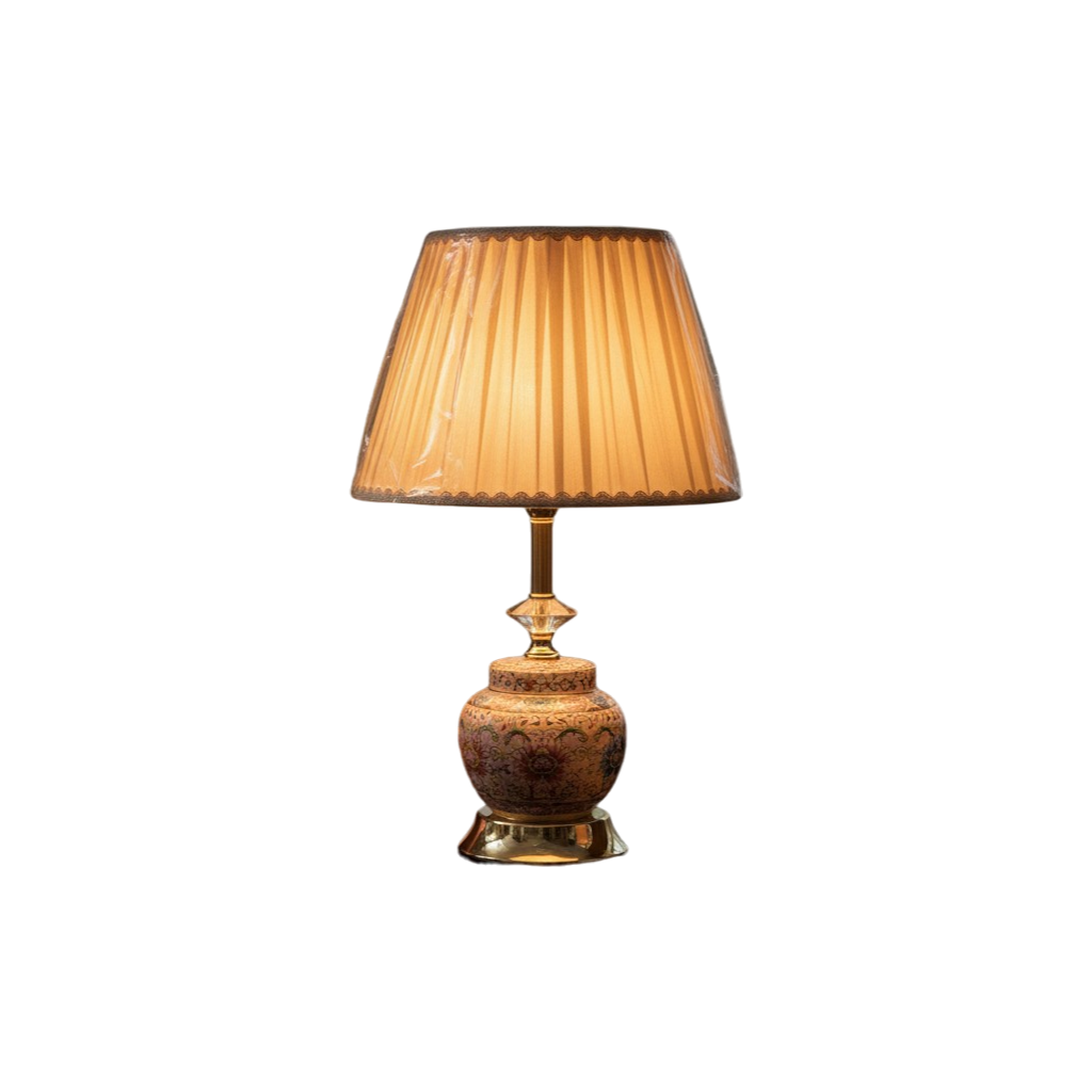 Golden Amber Retro Bedside Table Lamp