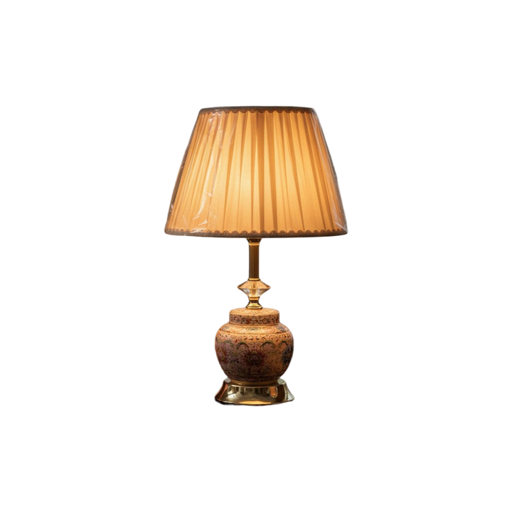 Golden Amber Retro Bedside Table Lamp