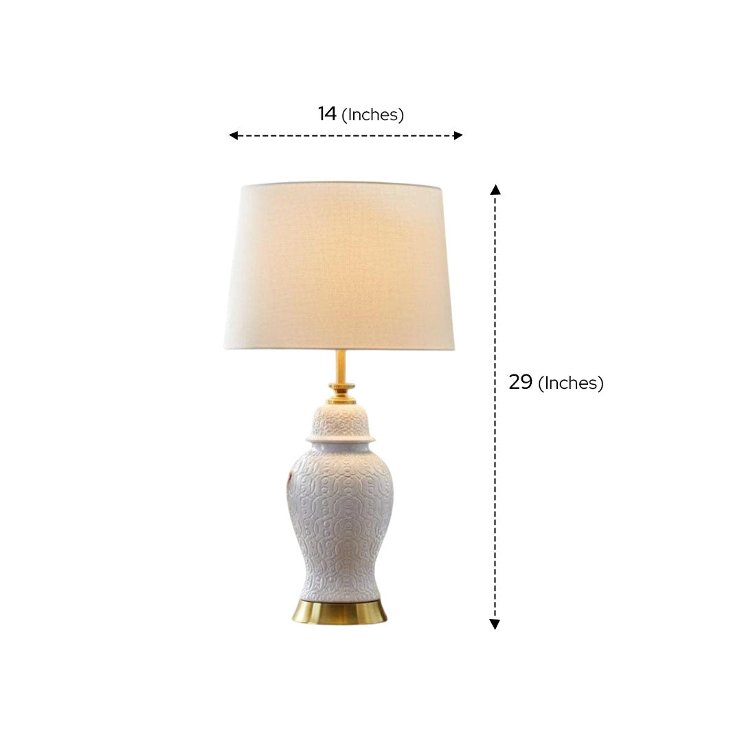 Embossed White Porcelain Table Lamp