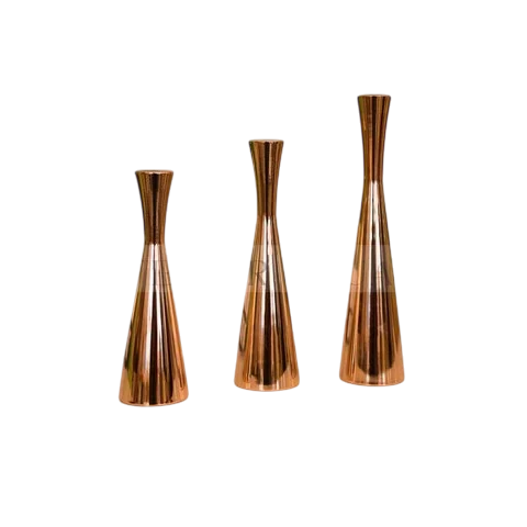 Rose Gold Metalic Candle Stand 3pcs