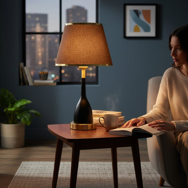Elegant Jet Black Table Lamp