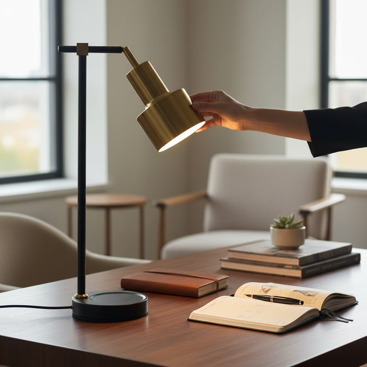 Modern Metallic Gold Desk Lamp