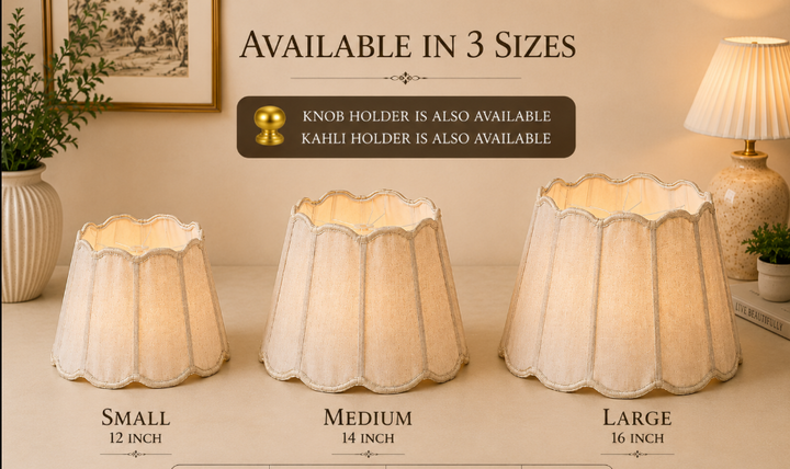 Scalloped Linen Fabric Lampshade Pair
