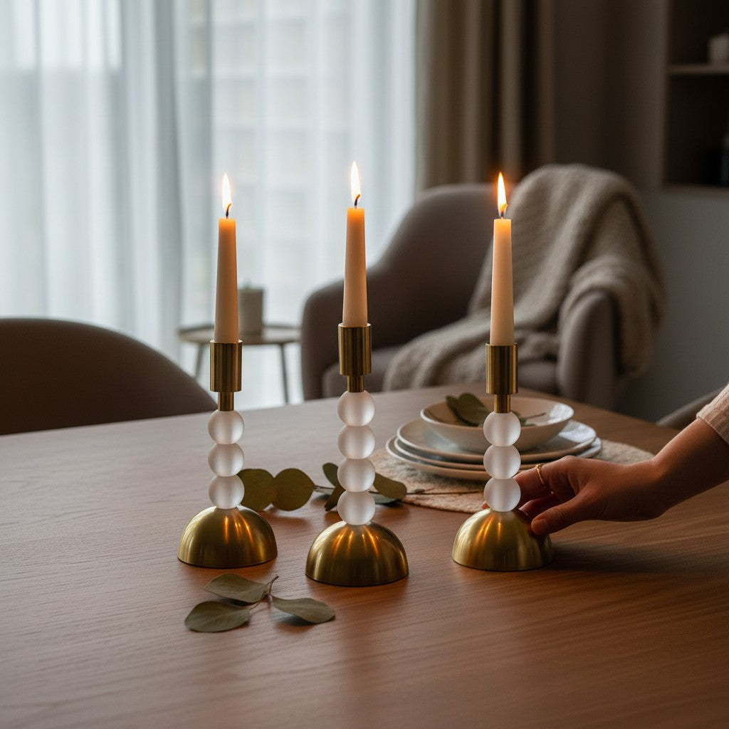 Modern Pearl Candle Holders Set
