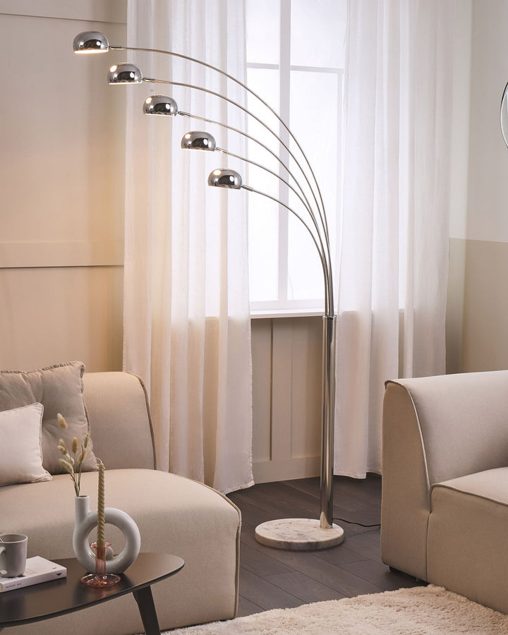 Silver Radiant Cascade 5-Arcs Floor Lamp