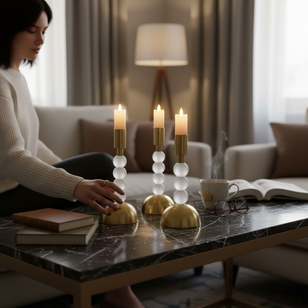 Modern Pearl Candle Holders Set