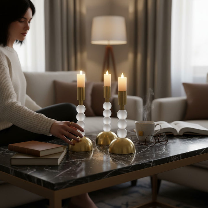 Modern Pearl Candle Holders Set