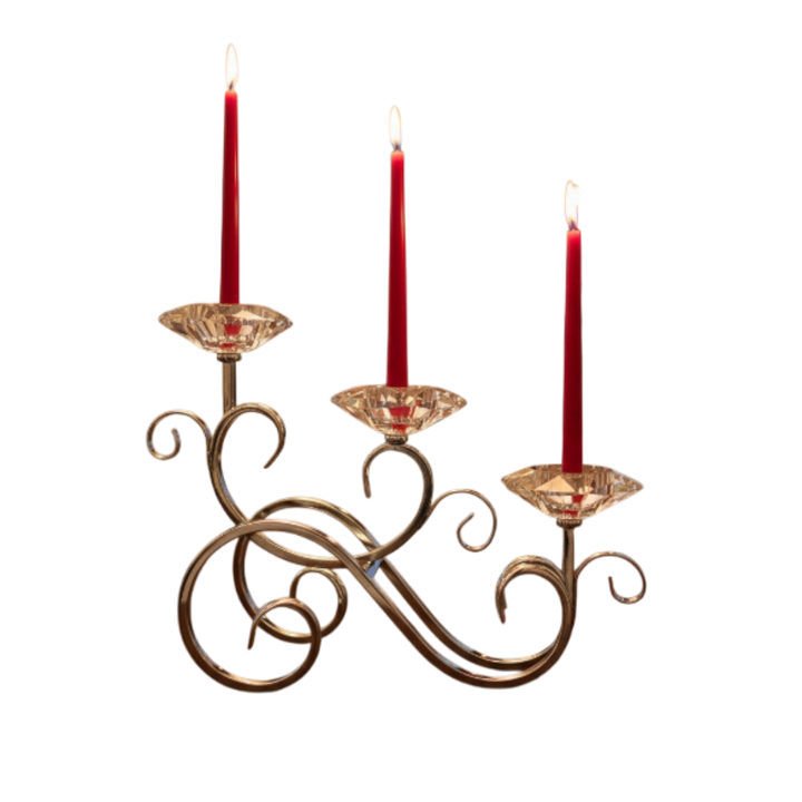 Luxury Triple Crystal & Chrome Candle Holder